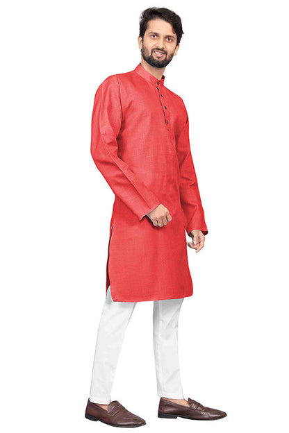 Light Red Colour Kurta Pajama In Cotton VSKP1210205