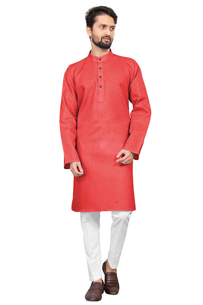Light Red Colour Kurta Pajama In Cotton VSKP1210205