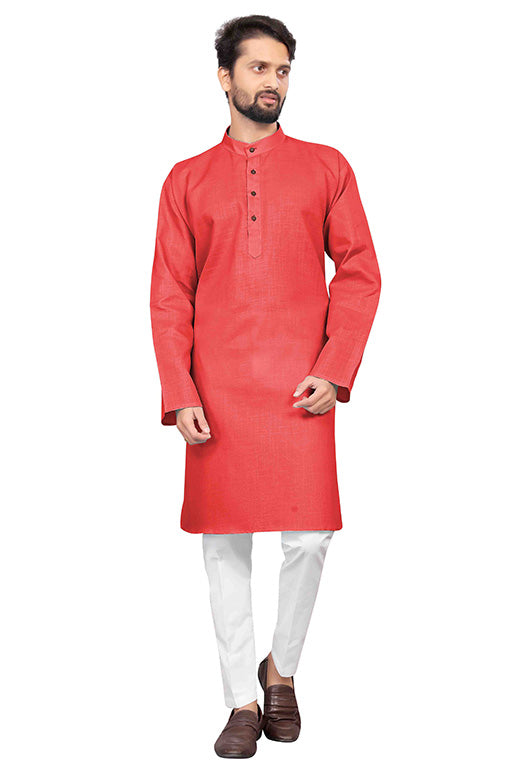 Light Red Colour Kurta Pajama In Cotton VSKP1210205