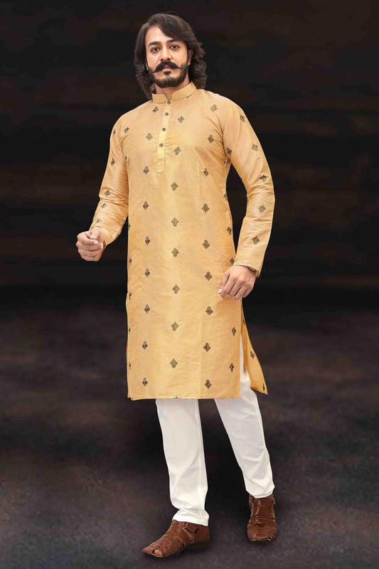 Light Yellow Colour Kurta Pajama In Art Silk VSKP1210003