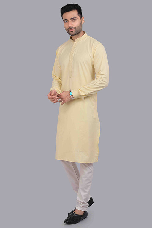 Light Yellow Colour Kurta Pajama In Cotton VSKP1210177