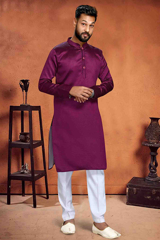 Magenta Colour Kurta Pajama In Brocade VSKP1210222