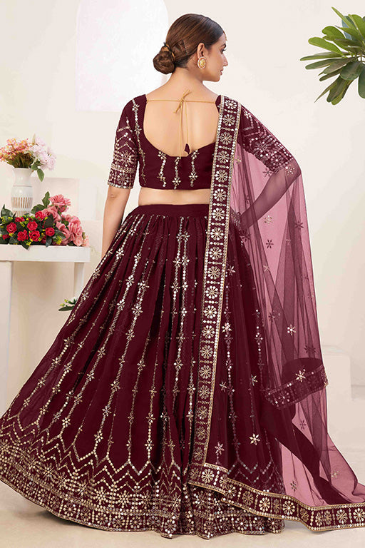 Maroon Colour Georgette Designer Lehenga Choli VSLC1240025