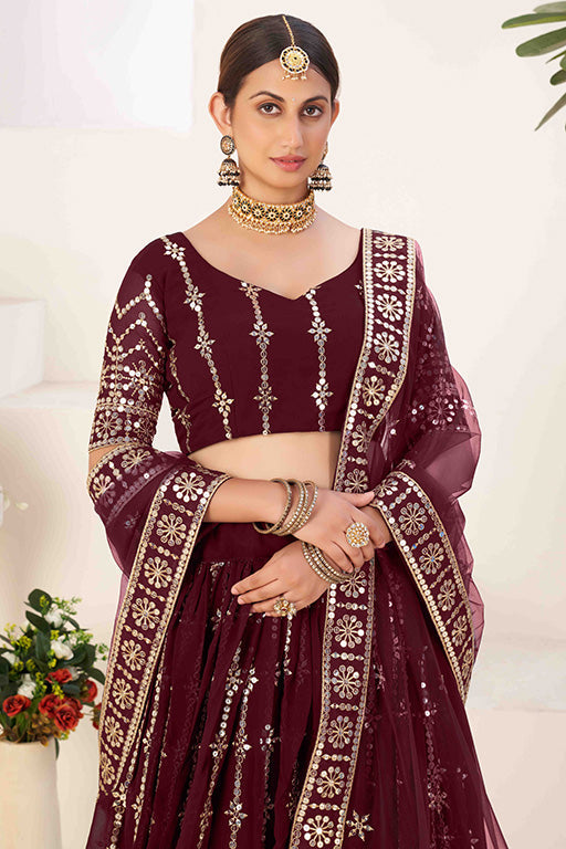 Maroon Colour Georgette Designer Lehenga Choli VSLC1240025