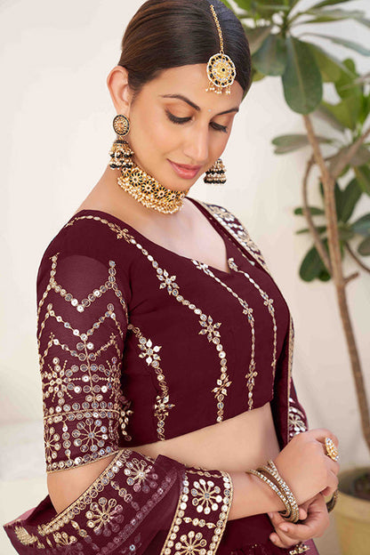 Maroon Colour Georgette Designer Lehenga Choli VSLC1240025