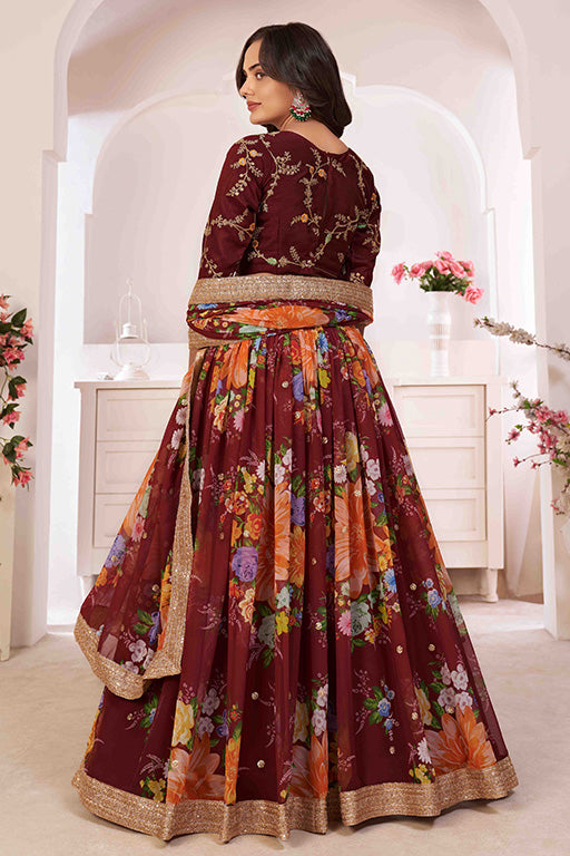 Maroon Colour Georgette Designer Lehenga Choli VSLC1240044