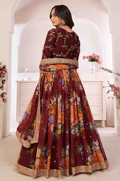 Maroon Colour Georgette Designer Lehenga Choli VSLC1240044