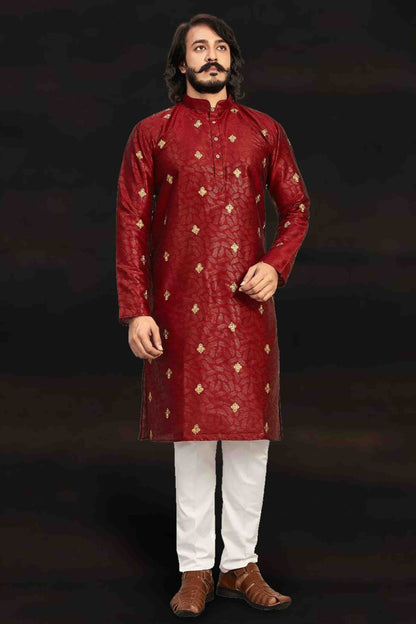 Maroon Colour Kurta Pajama In Art Silk VSKP1210006
