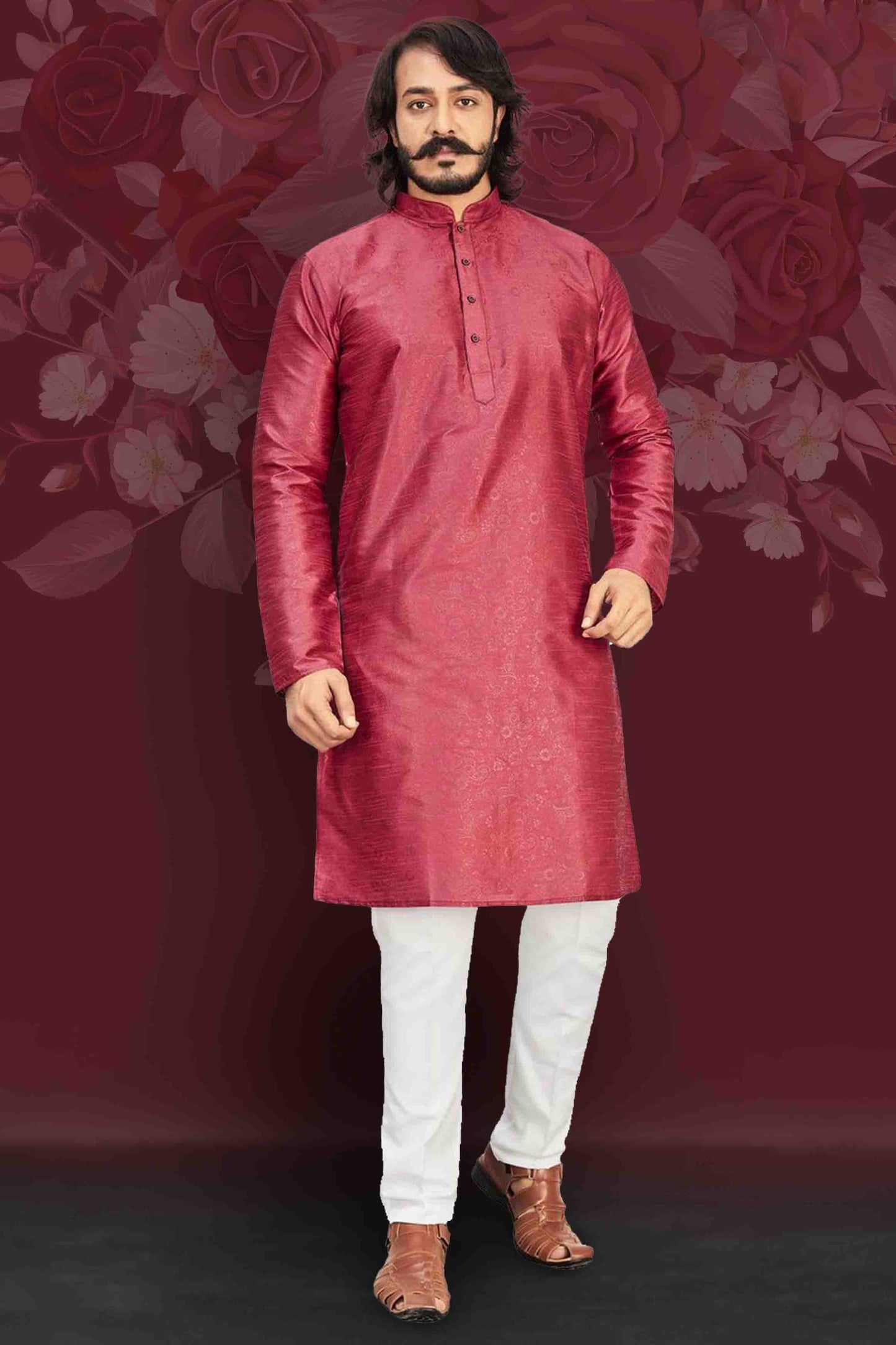 Maroon Colour Kurta Pajama In Art Silk VSKP1210015