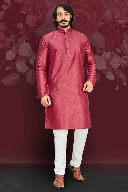 Maroon Colour Kurta Pajama In Art Silk VSKP1210015