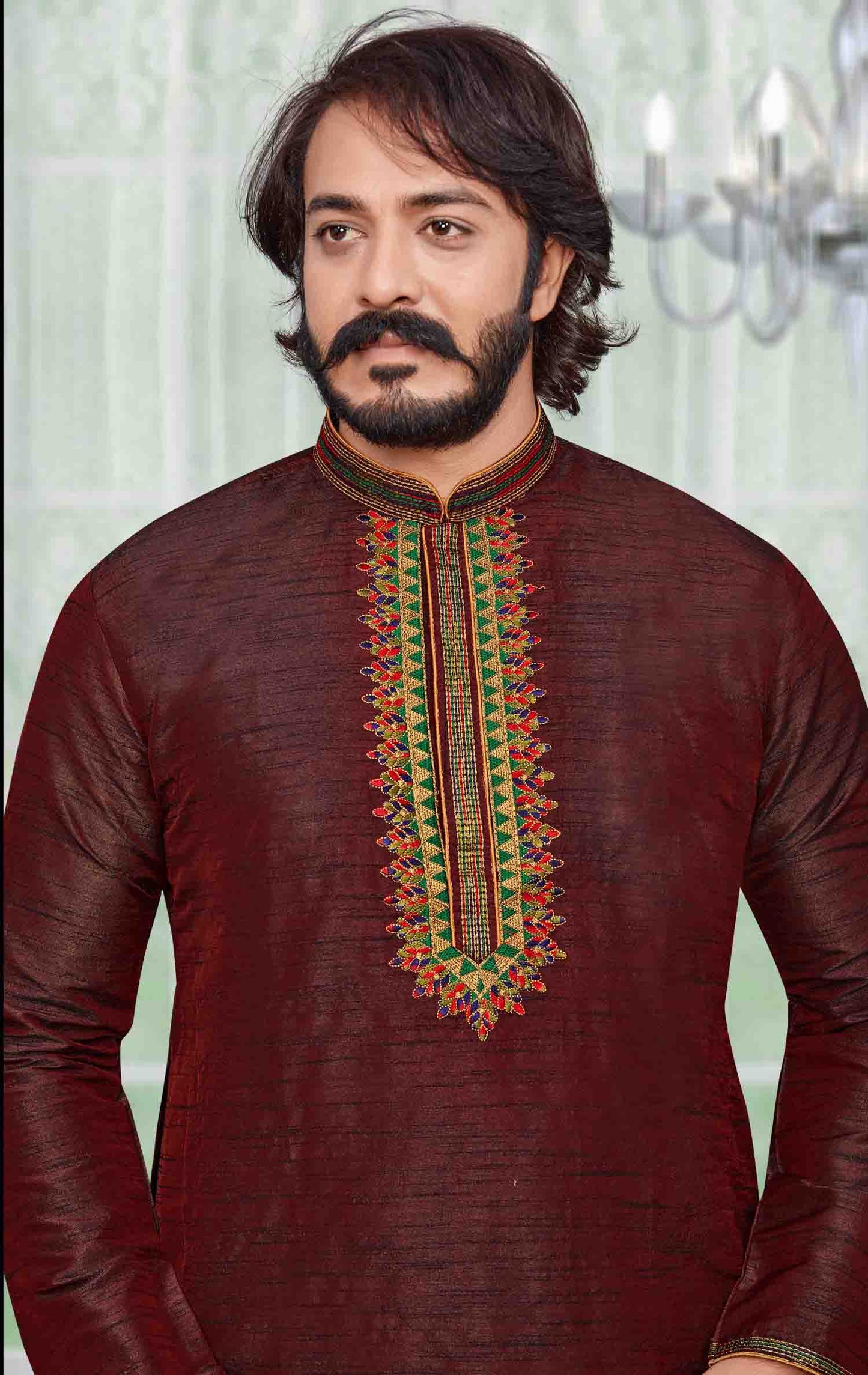 Maroon Colour Kurta Pajama In Art Silk VSKP1210096