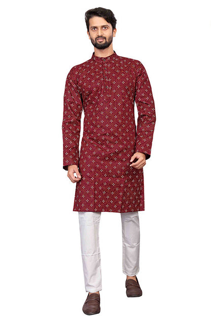 Maroon Colour Kurta Pajama In Cotton VSKP1210189
