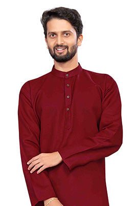 Maroon Colour Kurta Pajama In Cotton VSKP1210206