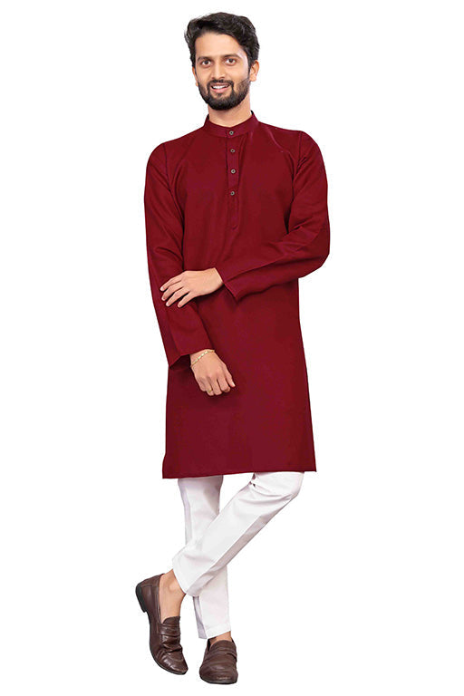 Maroon Colour Kurta Pajama In Cotton VSKP1210206