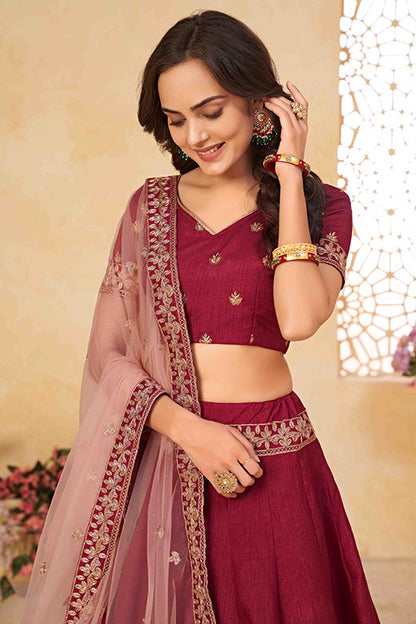 Maroon Colour Silk Designer Lehenga Choli VSLC1240014