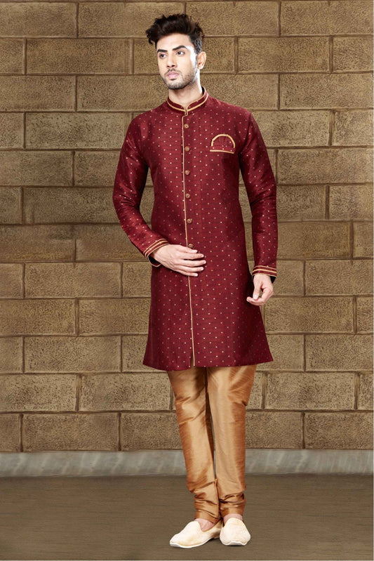 Maroon Colour Silk Indo Western VSSH1040203