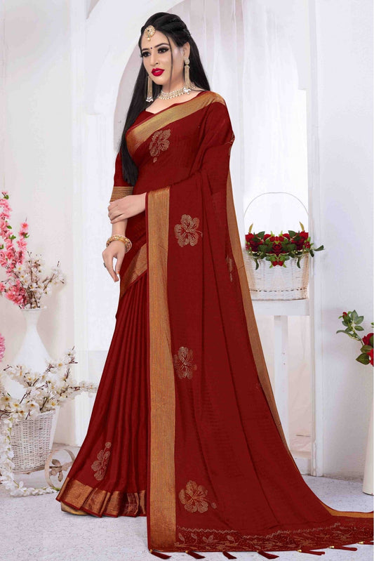 Maroon Colour Silk Satin Designer Saree VSSD1120634