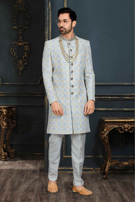 Multicolour Banarasi Jacquard Sherwani VSSH1040376