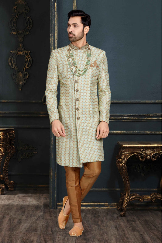 Multicolour Banarasi Jacquard Sherwani VSSH1040377