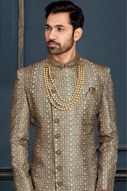 Multicolour Banarasi Jacquard Sherwani VSSH1040378
