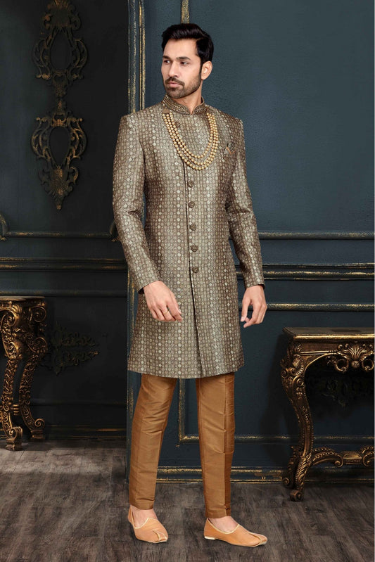Multicolour Banarasi Jacquard Sherwani VSSH1040378