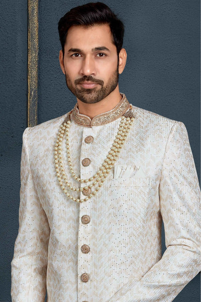 Multicolour Banarasi Jacquard Sherwani VSSH1040381