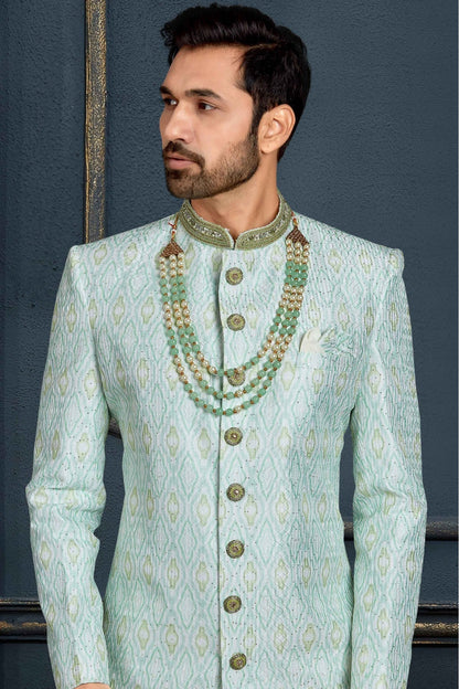 Multicolour Banarasi Jacquard Sherwani VSSH1040382