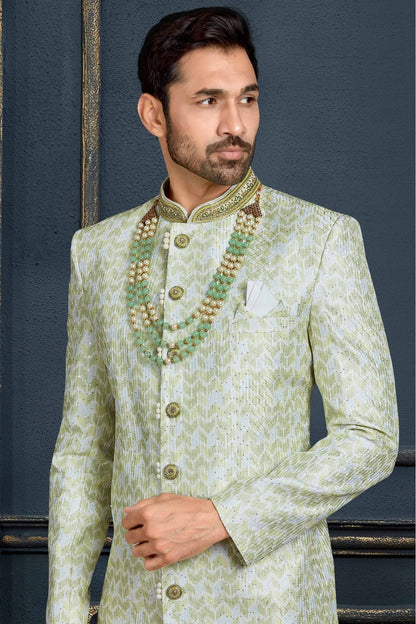 Multicolour Banarasi Jacquard Sherwani VSSH1040383