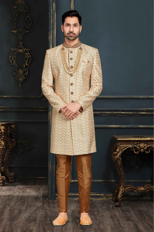 Multicolour Banarasi Jacquard Sherwani VSSH1040384