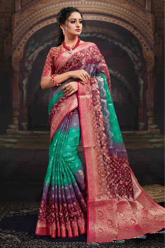 Multicolour Chanderi Jacquard Woven Saree VSSD1120770