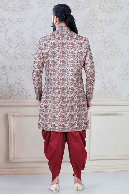 Multicolour Jacquard Festival Wear Dhoti Sherwani VSSH1130006