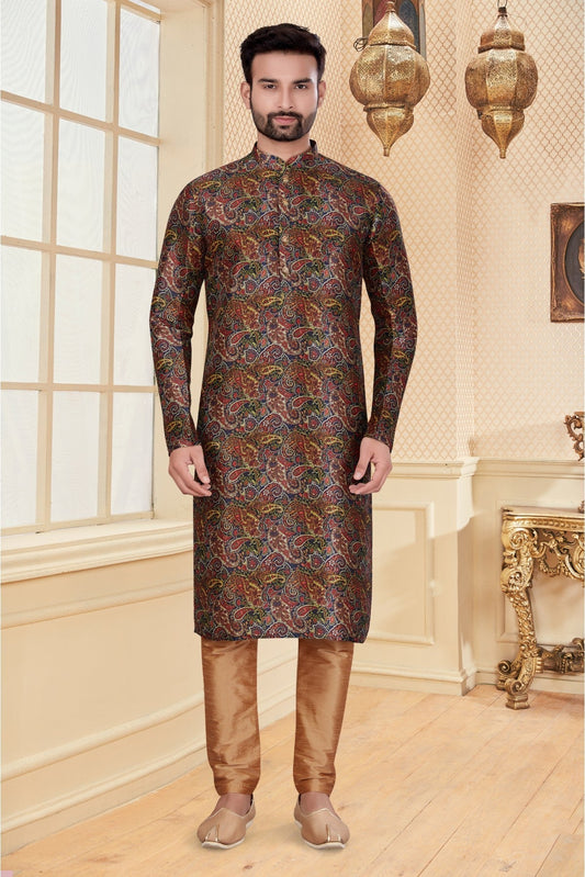 Multicolour Kurta Pajama In Silk Fabric VSKP1040100