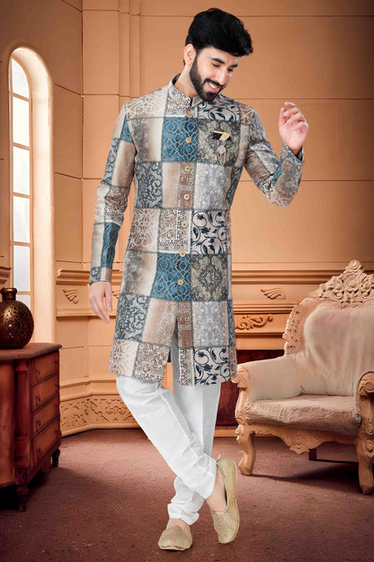 Multicolour Indo Western In Satin Fabric VSSH1130126