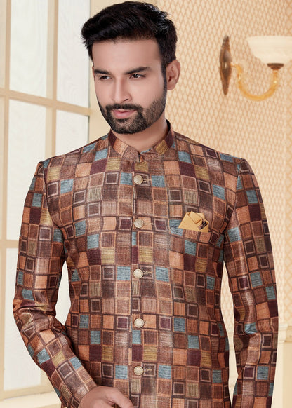 Multicolour Jacquard Sherwani VSSH1040252