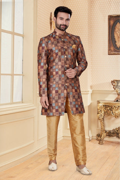 Multicolour Jacquard Sherwani VSSH1040252