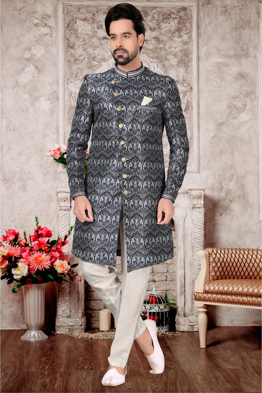 Multicolour Jacquard Sherwani VSSH1040307