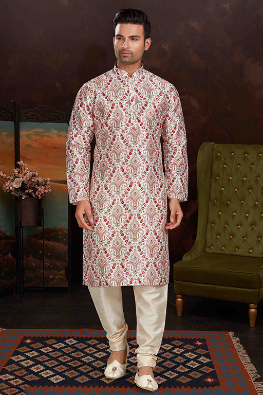 Multicolour Kurta Pajama In Malai Silk VSKP1210149