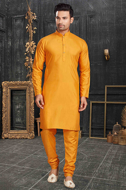 Mustard Colour Kurta Pajama In Cotton VSKP1210164
