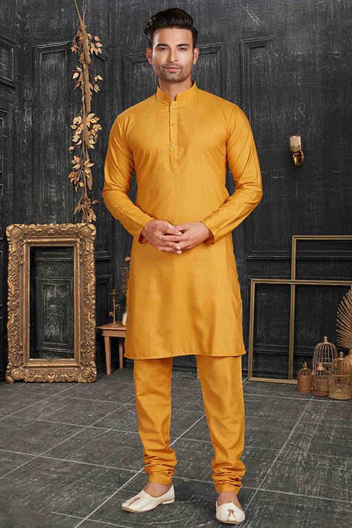 Mustard Colour Kurta Pajama In Cotton VSKP1210174
