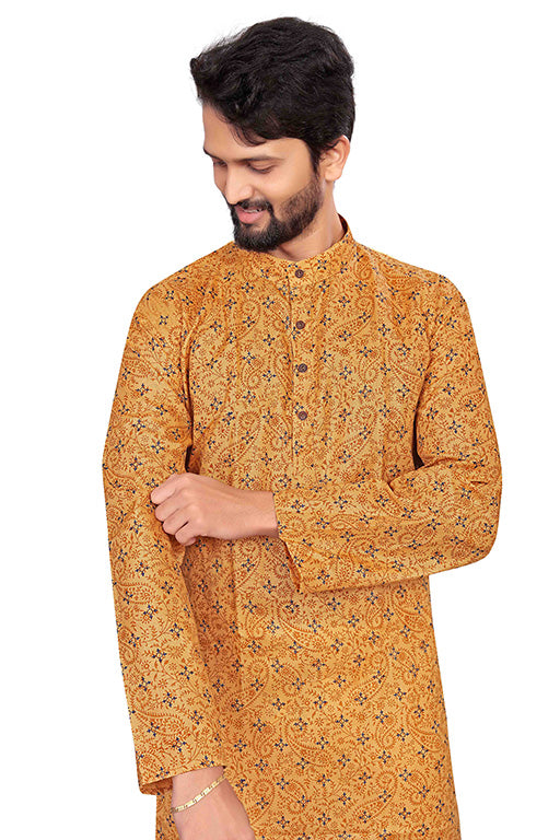 Mustard Colour Kurta Pajama In Cotton VSKP1210192