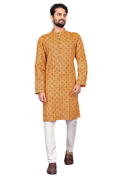 Mustard Colour Kurta Pajama In Cotton VSKP1210192