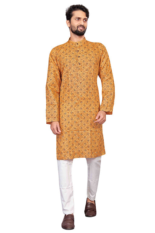 Mustard Colour Kurta Pajama In Cotton VSKP1210192