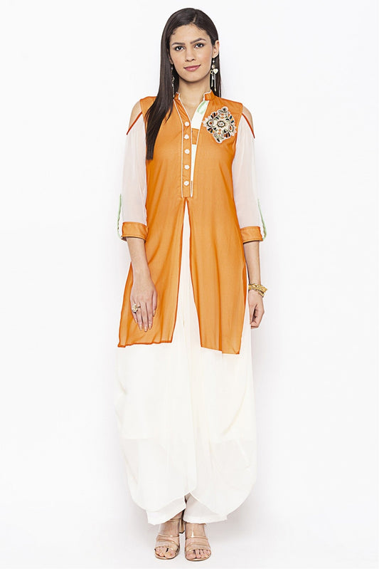 Mustard Colour Plus Size Georgette Embroidery Kurti VSKR1070654