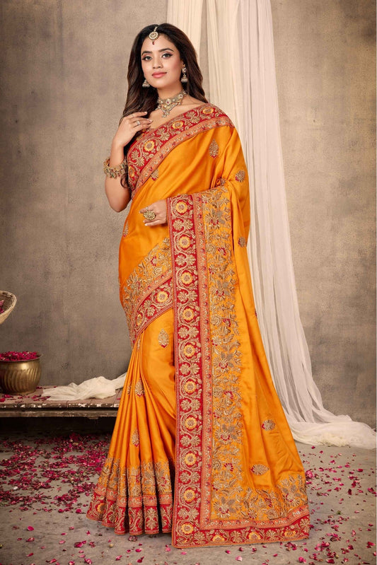 Mustard Colour Satin Designer Saree VSSD1120656