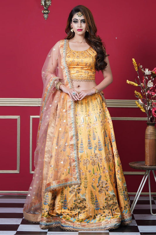 Mustard Colour Silk Embroidery Lehenga Choli VSLC1080569