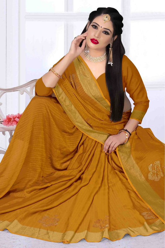 Mustard Colour Silk Satin Designer Saree VSSD1120633