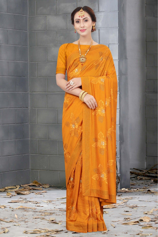 Mustard Colour Vichitra Silk Designer Saree VSSD1120671
