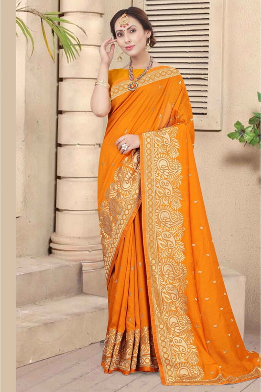 Mustard Colour Vichitra Silk Designer Saree VSSD1120674