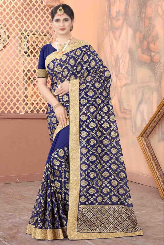 Navy Blue Colour Georgette Designer Saree VSSD1090184