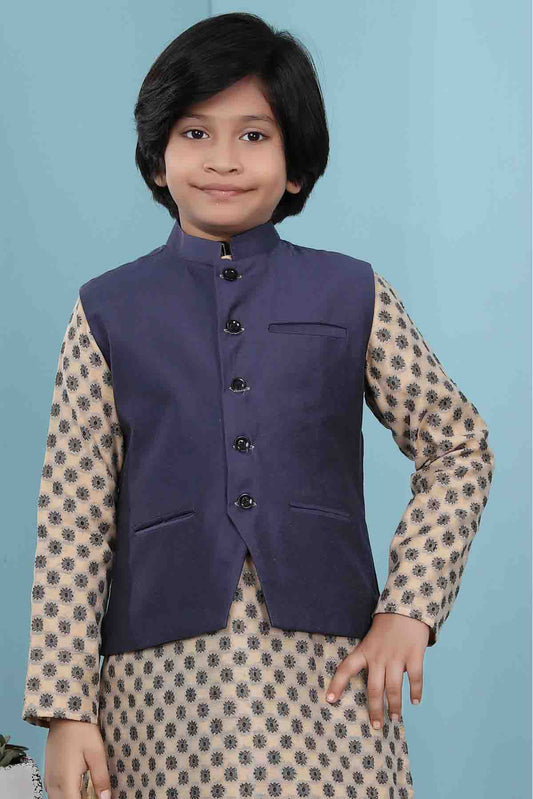 Navy Blue Colour Handloom Silk Jacket VSBW1070143